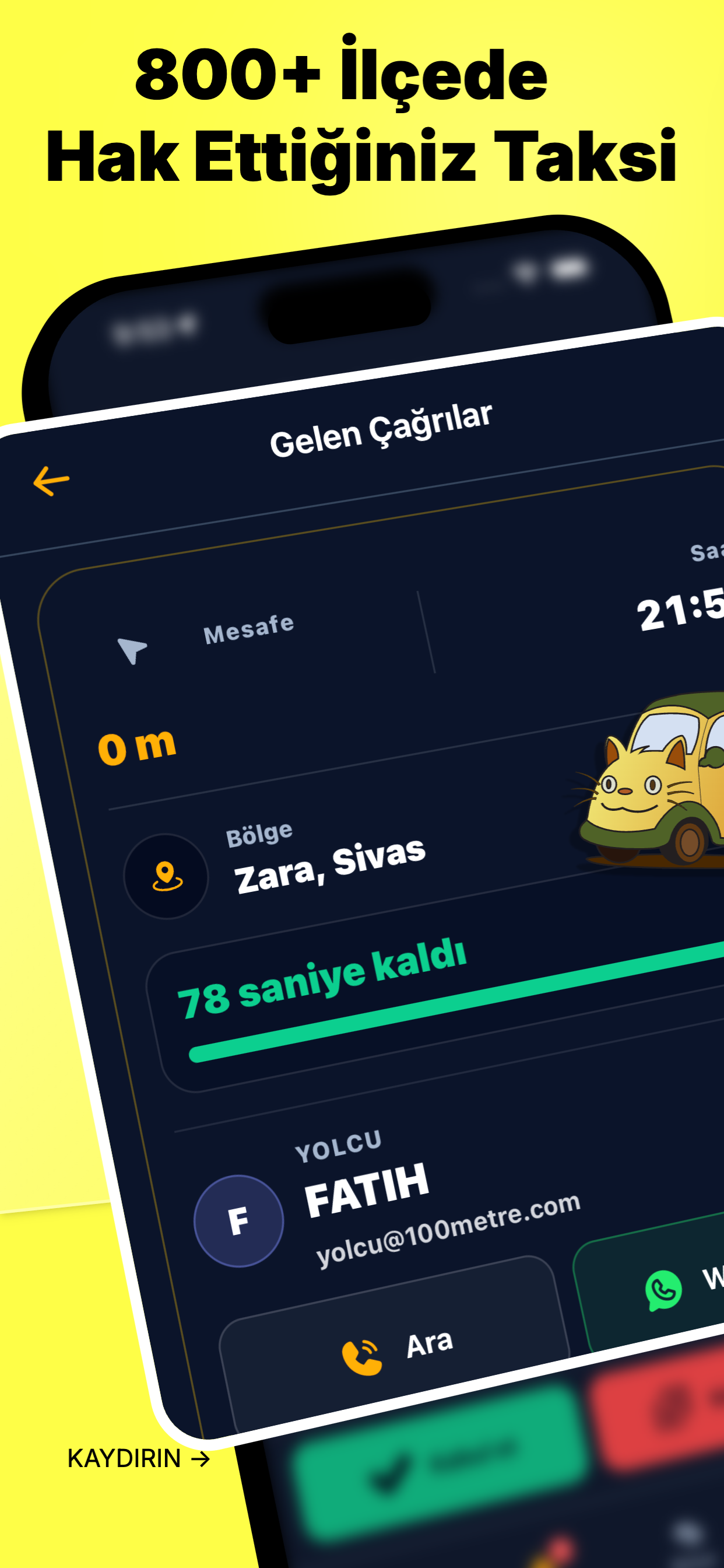 iyi Taksi sürücü gelen çağrılar ekranı